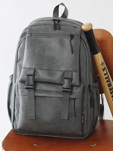 Sac à Dos Vintage Décontracté Grande Capacité Retro en Cuir PU Sac d'École pour Étudiants Voyage Sac à Dos pour Ordinateur Homme Femme