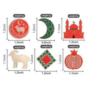 Detailed view of six diverse ethnic metal enamel pins with dimensions and weights