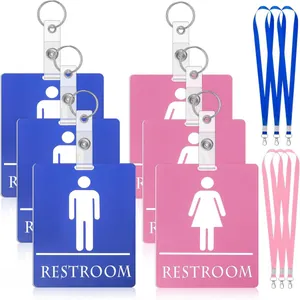 Pase de Baño de PVC Pase de Pasillo Con Cordón Y Llavero Retráctil para Oficina Escolar Estilo Simple Porta Credencial