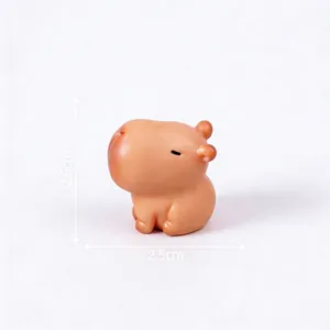 Detailed view of miniature resin capybara figurine for micro landscape DIY decor