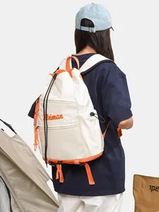 Sac à dos à cordon blanc et orange élégant pour les trajets d'été et l'extérieur