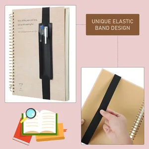 Détail montrant la bande élastique extensible de l'étui à stylos en similicuir PU.
