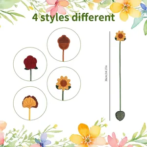 Retro floral bookmarks set of 4 styles featuring sunflower and rose with 36cm length