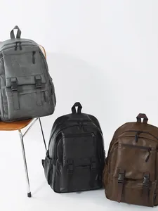 Sacs à dos rétro en cuir de grande capacité en trois couleurs pour voyage et école