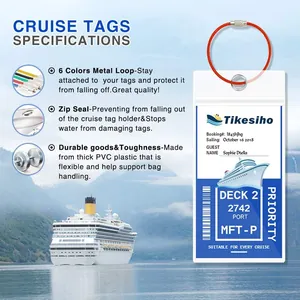Detailed features of waterproof PVC cruise luggage tag with durable 6 color metal loops