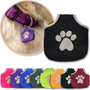 Funda Silenciadora de Placa para Perro con Diseño de Pata Bordada Protector de Reducción de Ruido Accesorio para Mascotas