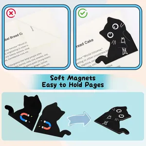 Comparison and mechanism view of cute black cat magnetic bookmarks for books
