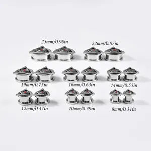 Detailed size comparison for stainless steel devil's eye ear gauges expanders set