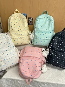 Kawaii star pattern large capacity student backpacks available in five pastel colors