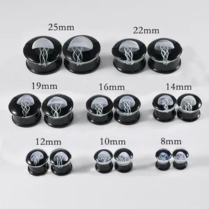 Quallen-Glas-Ohrplugs Kollektion in den Größen 8 mm bis 25 mm