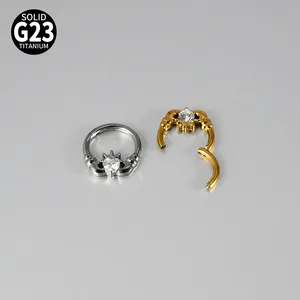 Gedetailleerd overzicht van G23 titanium hart zirkoon segmentringen in goud en zilver
