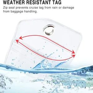 Waterproof clear PVC cruise luggage tag holder with leakproof zip seal for travel