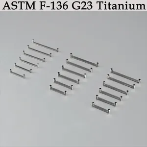Macro view of G23 titanium dermal piercing bar bases shown in various lengths and sizes