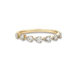 Exquisite gold-plated S925 silver ring featuring a row of sparkling round-cut zircons