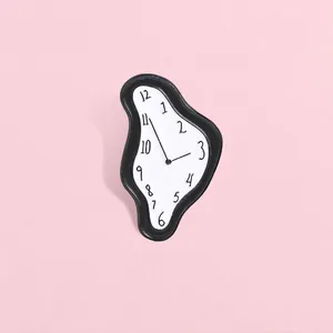 Broche de Metal de Reloj Derretido Surrealista de Salvador Dalí Pin de Esmalte de Arte Vintage para Ropa y Bolsos