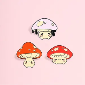 Cartoon Anthropomorphic Mushroom Metal Brooch Cute Enamel Pin Fun Mushroom Character Badge For Clothing Backpack Accessories Gift