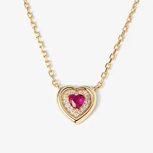 925 Sterling Silver Rhinestone Heart Water Drop Pendant Necklace For Women Gold Silver Electroplated Korean Elegant Jewelry