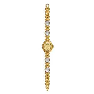 Elegante reloj de pulsera dorado Bee Sister para mujer con nácar blanco brillante