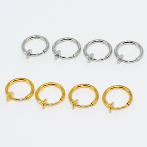Set de pendientes de clip con resorte de acero inoxidable en acabado oro y plata