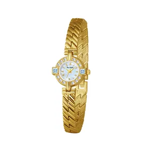 Reloj de mujer estilo vintage francés dorado con bisel de cristal