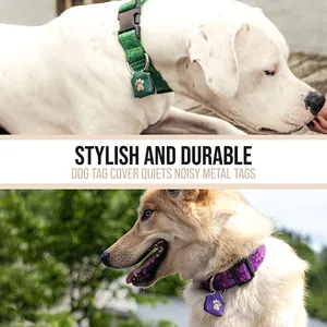 Funda silenciadora para placas de perro en tela resistente para collares de mascotas