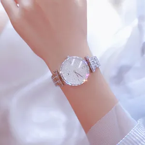 Elegant silver women's watch featuring a full rhinestone starry sky dial worn on a wrist