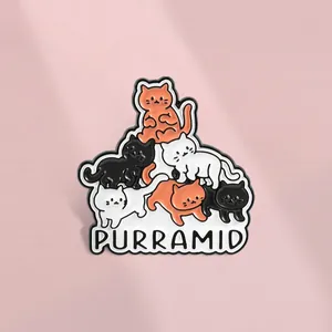 Lustige Purramid Katzenpyramide Emaille Brosche Cartoon Gestapelte Katzen Abzeichen Zinklegierung Lackiert Anstecknadel Für Rucksack Dekoration