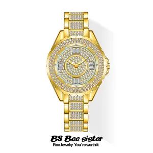 Luxury Women Watch Full Rhinestone Alloy Bracelet Quartz Wristwatch For Women Gold Silver Rose Gold Elegant Fashion Dress Watch