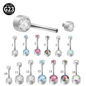 Κοσμήματα Piercing Αφαλού από Συμπαγές Τιτάνιο G23 με Εσωτερικό Σπείρωμα Ζιρκόνια Συνθετικό Οπάλιο Καμπύλη Μπάρα για Γυναίκες