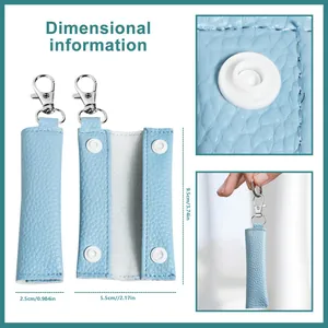 Detailed dimension guide for the light blue lychee pattern coin purse with swivel clasp