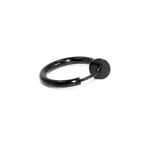 Clip de oreja de 10mm de acero negro sin agujero, aro de nariz de resorte y clip de labio