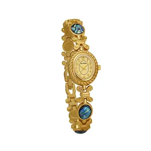 Elegante reloj brazalete dorado para mujer con concha de abulón natural modelo FA1920