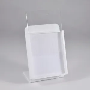 Detailed view of white acrylic jewelry display board with clear dustproof sliding cover