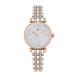 Elegant Bee Sister women's watch featuring a full rhinestone dial and bicolor metal strap.