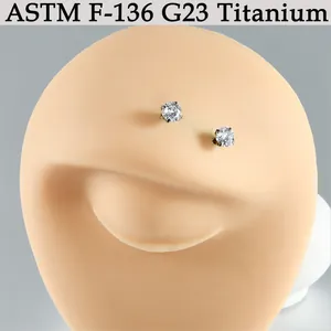 G23 titanium dermal anchor base with clear zirconia top for professional body piercing jewelry
