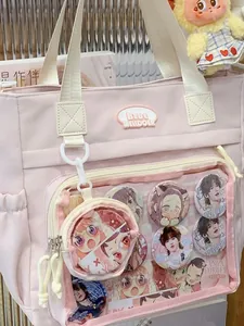 Women Fashion Ita Bag Tote With Transparent Window For Anime Badge Display Small Design Crossbody Shoulder Bag Casual Handbag