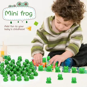 Detailed view of mini green resin frog figurines for moss landscape and nursery decor