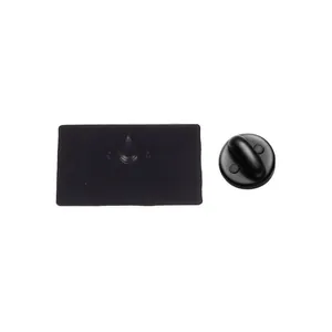 Detailed macro view showing the rear needle and black clutch of a rectangular enamel pin