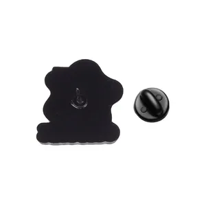 Detailed back view of biological cell enamel pin with secure black rubber clutch stopper