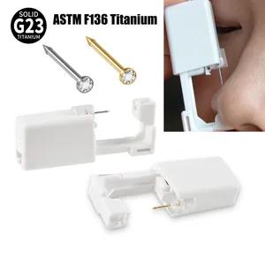 Einweg G23 Titan Nasenpiercing-Set Steril Schmerzlos Body Piercing Pistole Mit Eingebautem Zirkonia Nasenstecker Werkzeug