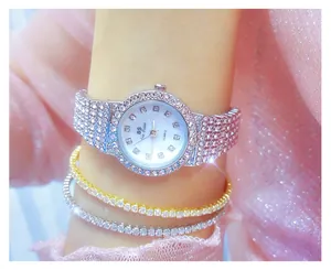 Detalle del reloj de cuarzo de lujo BS Bee Sister para mujer con pedrería brillante