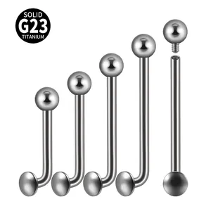 G23 Titanium Internally Threaded Dermal Anchor Piercing Jewelry L-Shape Curved Barbell Belly Button Ring Body Jewelry For Women Men
