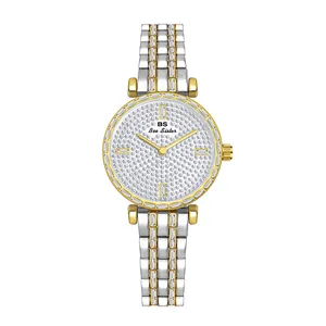 Reloj de lujo BS Bee Sister para mujer en plata y oro con esfera de cristal estrellado