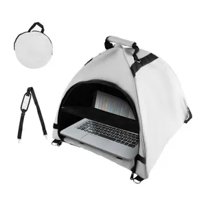 Parasole per Laptop Portatile Pieghevole in Velluto a Coste Borsa da Viaggio Impermeabile con Manico Grigia