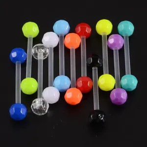 Ensemble de bijoux de piercing en acrylique multicolore avec boules facettées lumineuses