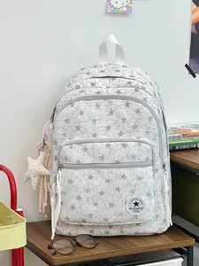 Stylish large capacity school backpack for high school girls with unique star pattern