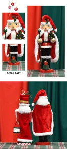 Viste dettagliate di uno schiaccianoci Babbo Natale in legno da 35 cm con scettro