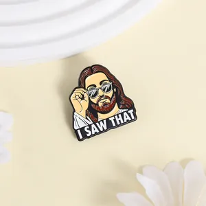 Humorous enamel pin featuring a sunglasses cartoon and the slogan I SAW THAT