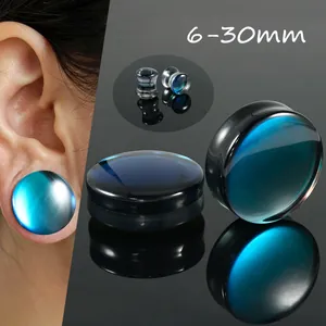 Solid AB Glass Saddle Ear Plugs Iridescent Aurora Body Piercing Ear Expanders Fashion Punk Unisex Glass Ear Gauge Jewelry