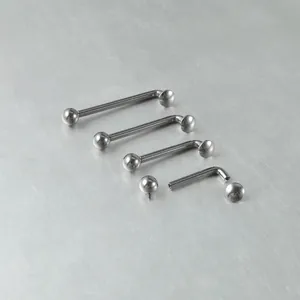Close-up of F136 titanium 1.6mm internal thread L-shaped surface piercing jewelry